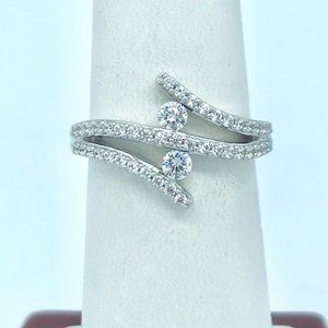 BYPASS COCKTAIL RING STERLING OVER 18K GOLD FINISH